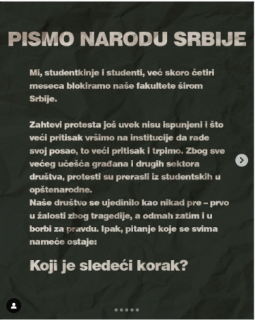 Tiltakozó diákok: Levél Szerbia népéhez - A cikkhez tartozó kép